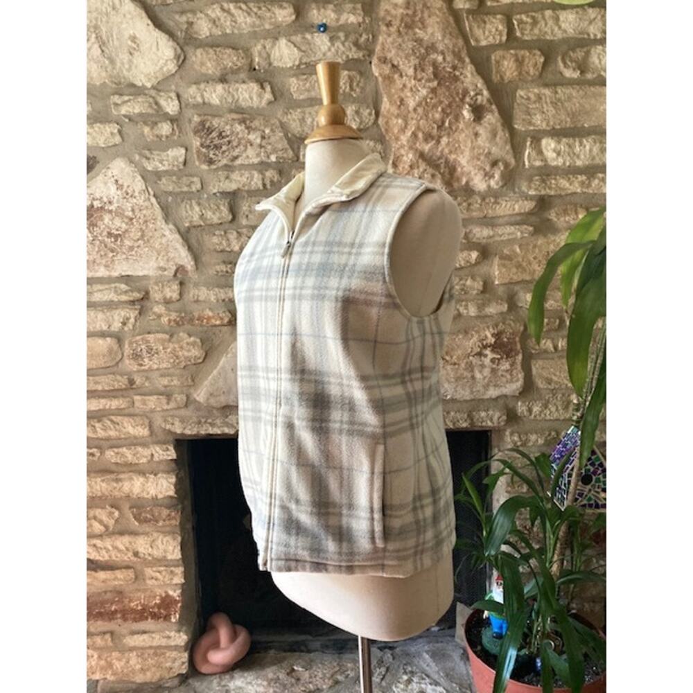 REVERSIBLE Vintage Y2K Plaid & Cream Vest - Women's Medium
